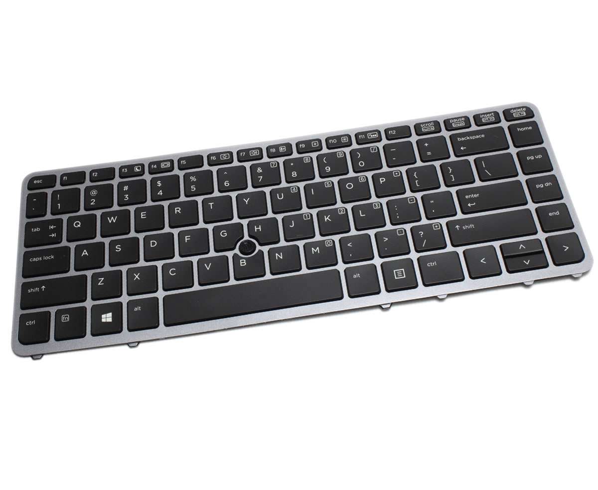 Tastatura HP EliteBook 750 G1 neagra cu rama gri iluminata backlit