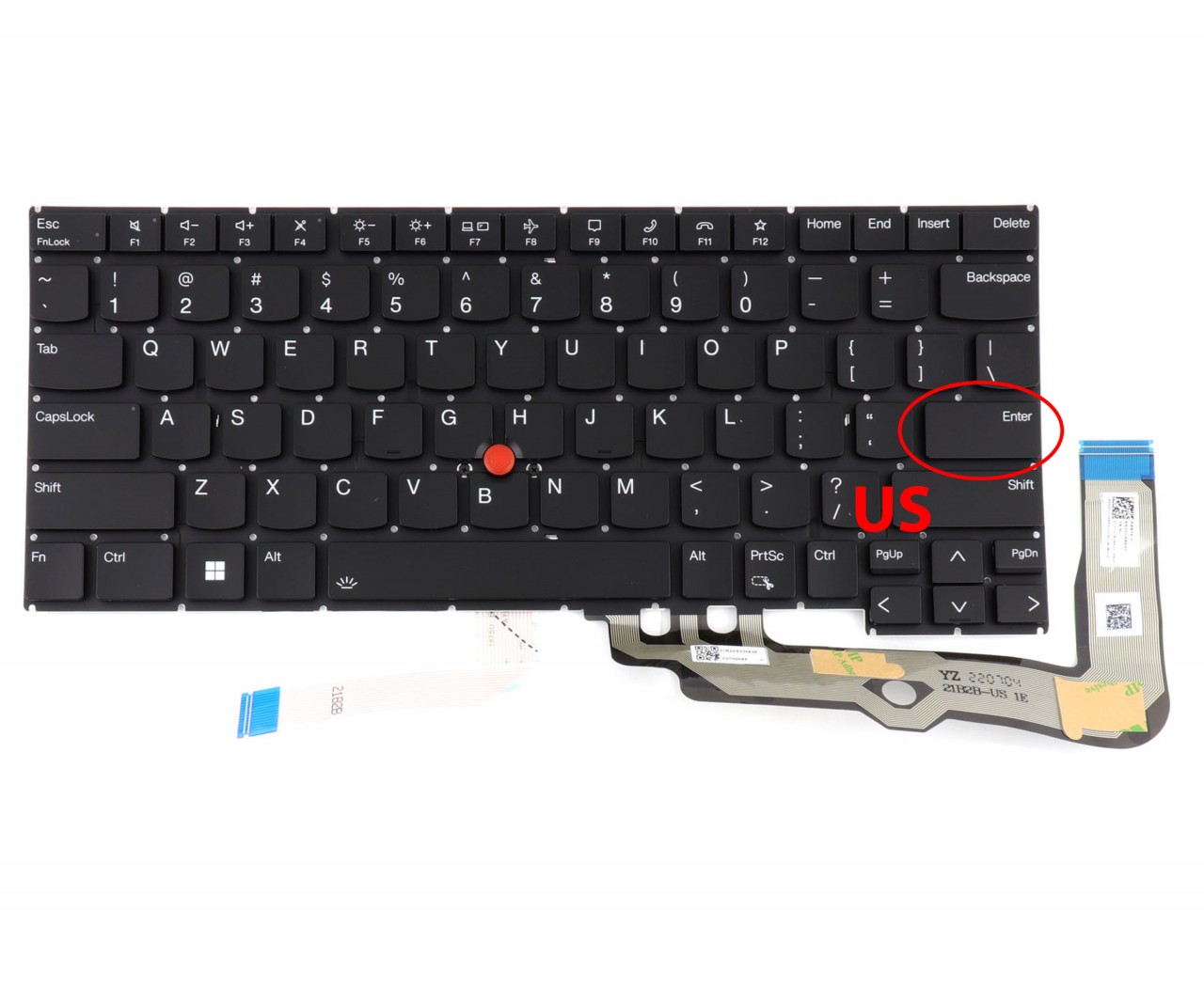 Tastatura Lenovo PK132AS3B00 iluminata layout US fara rama enter mic