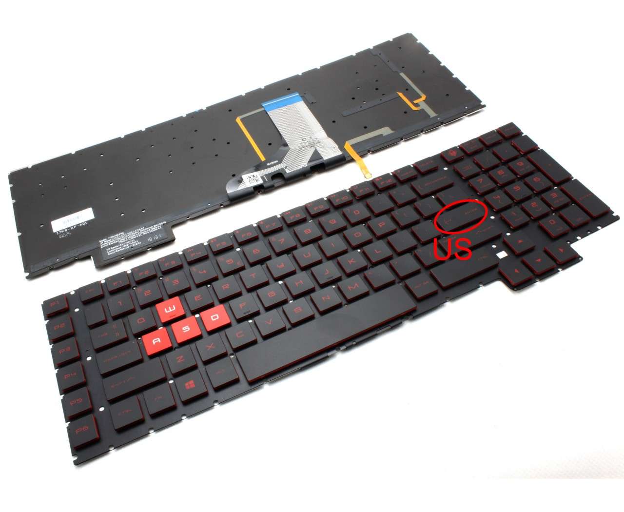 Tastatura HP Omen 17-AN010CA iluminata layout US fara rama enter mic