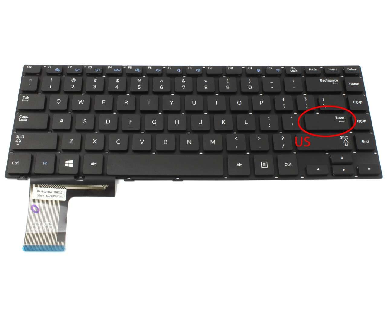 Tastatura Samsung NP370R4E layout US fara rama enter mic