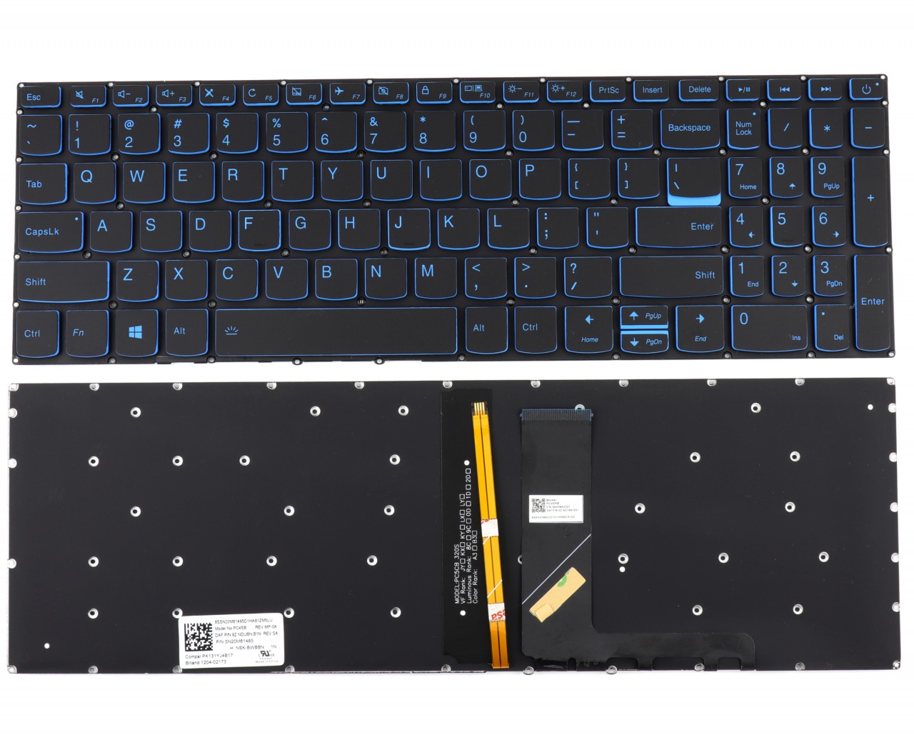 Tastatura Lenovo PK131YJ4B17 Neagra cu margini albastre iluminata backlit