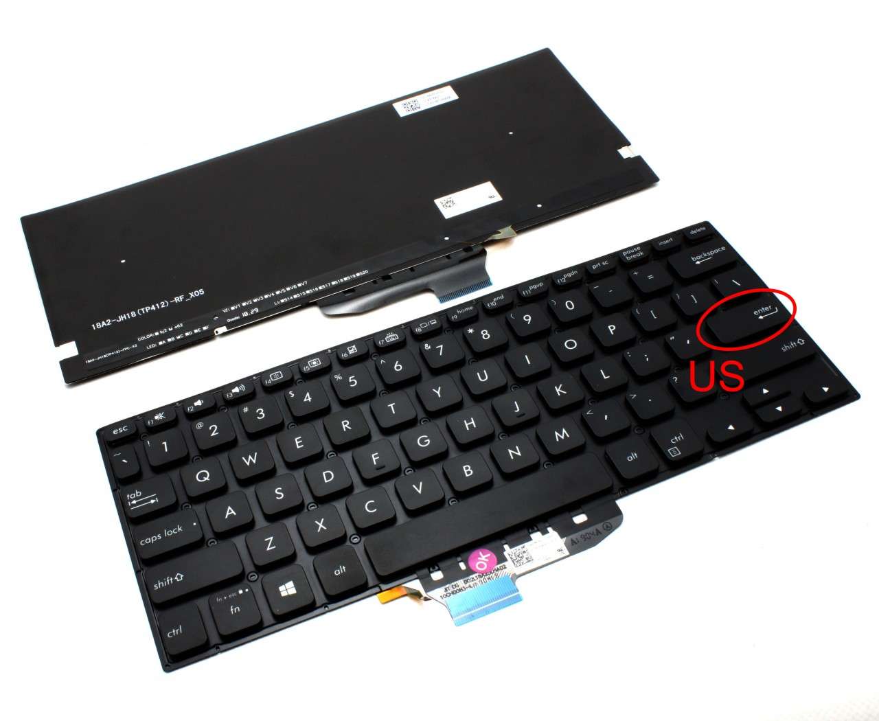 Tastatura Asus VivoBook Flip 14 TP412 iluminata layout US fara rama enter mic