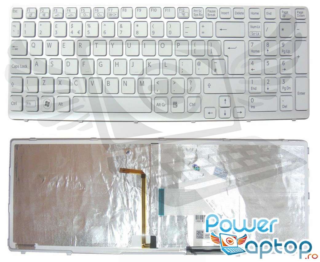 Tastatura Sony Vaio SVE15116EG alba iluminata backlit