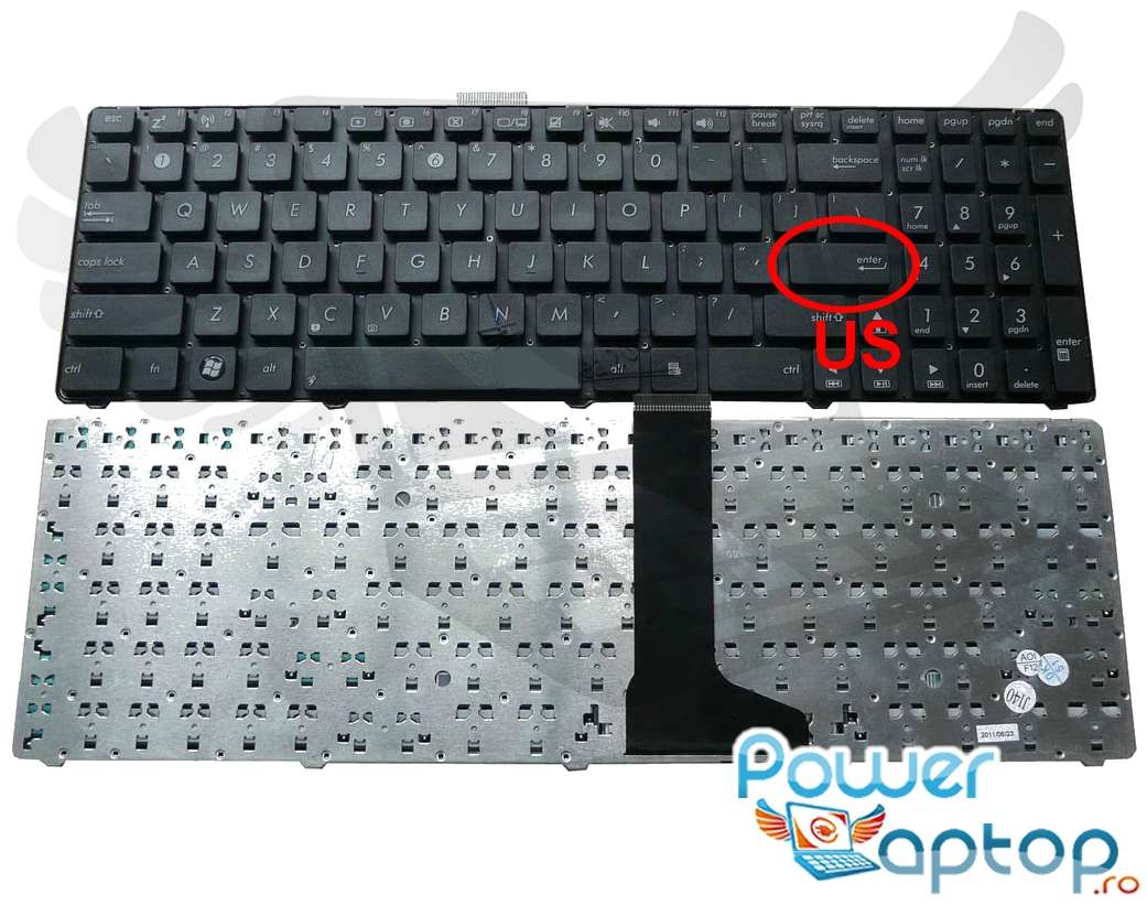 Tastatura Asus U53 layout US fara rama enter mic