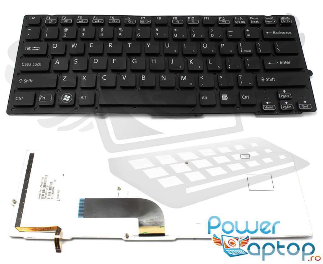 Tastatura neagra Sony Vaio VPC Vaio VPCSD iluminata layout US fara rama enter mic
