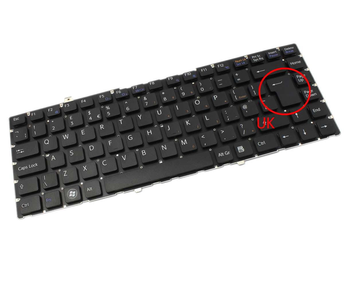 Tastatura neagra Sony Vaio VGN FW140NW layout UK fara rama enter mare
