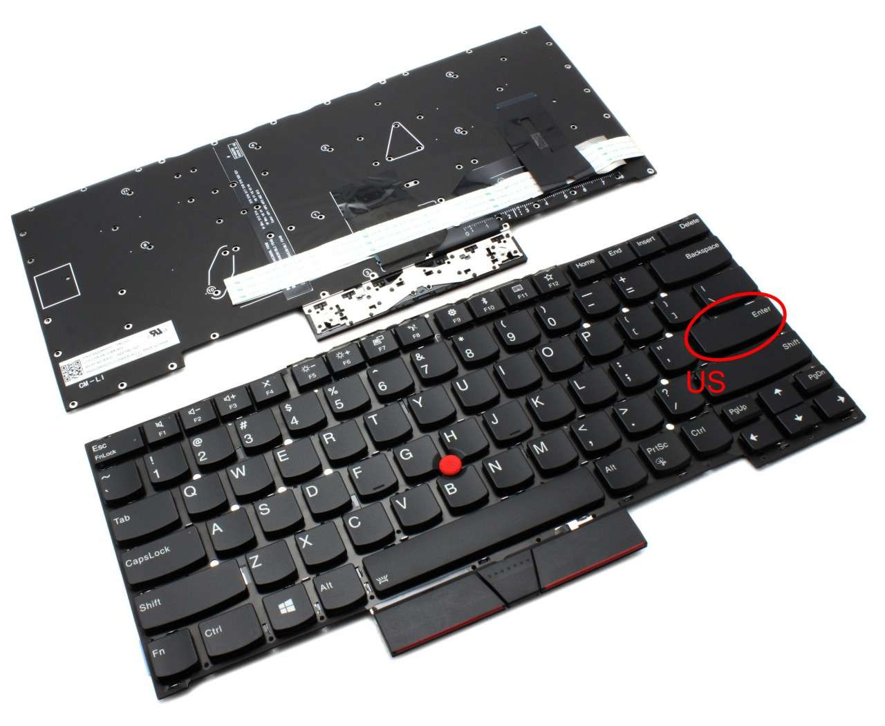 Tastatura Lenovo ThinkPad T490S iluminata layout US fara rama enter mic
