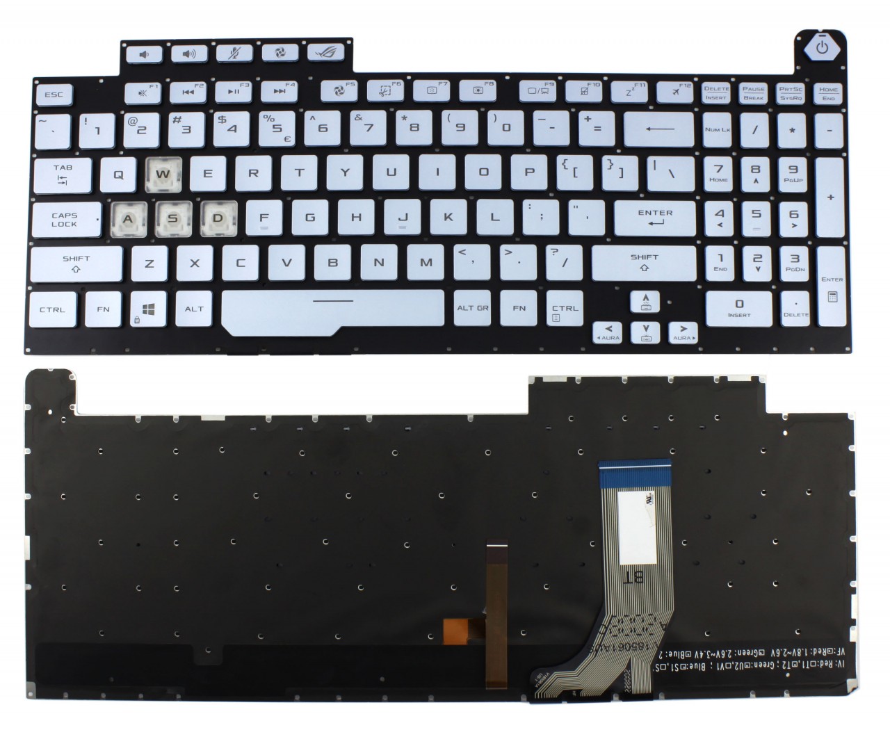 Tastatura Albastra Asus ROG STRIX SCAR III G731GV iluminata layout US fara rama enter mic