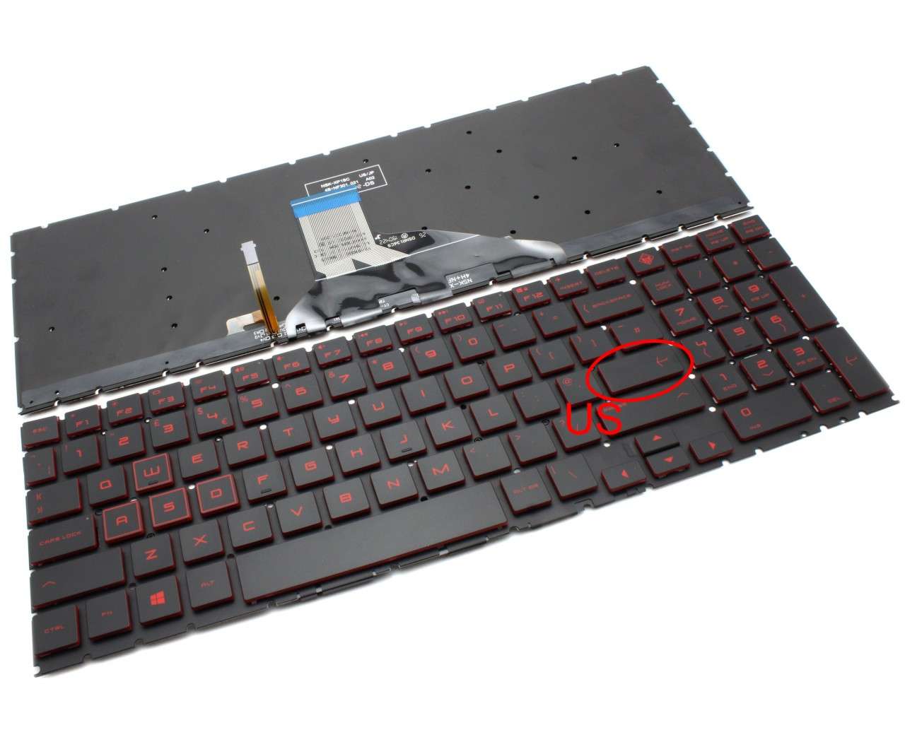 Tastatura HP NSK-XP1BC iluminata rosu layout US fara rama enter mic