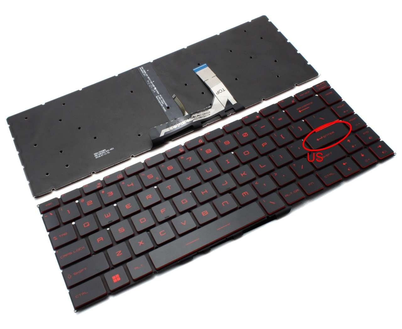Tastatura Neagra MSI NSK-FDDBN 1D iluminata rosu layout US fara rama enter mic
