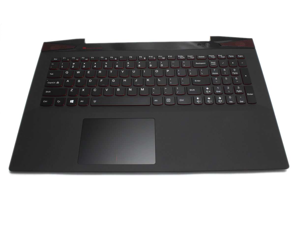 Tastatura Lenovo Y50 70 neagra cu Palmrest negru iluminata backlit