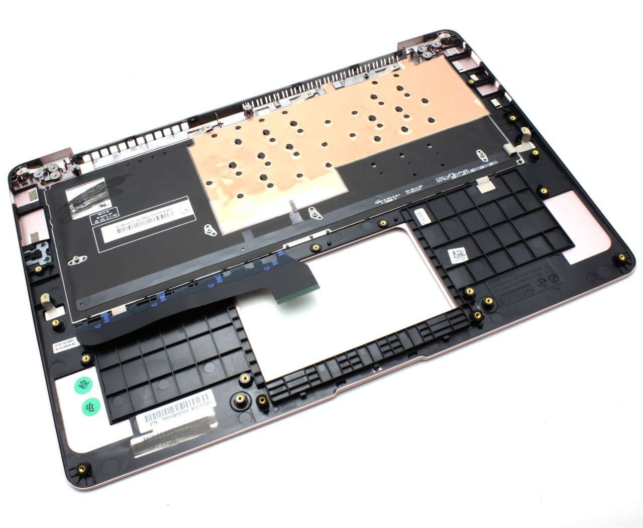 Tastatura Asus ZenBook UX3400UA Neagra cu Palmrest Roz iluminata backlit