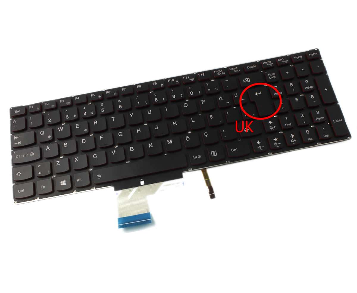 Tastatura Lenovo 25215987 iluminata layout UK fara rama enter mare