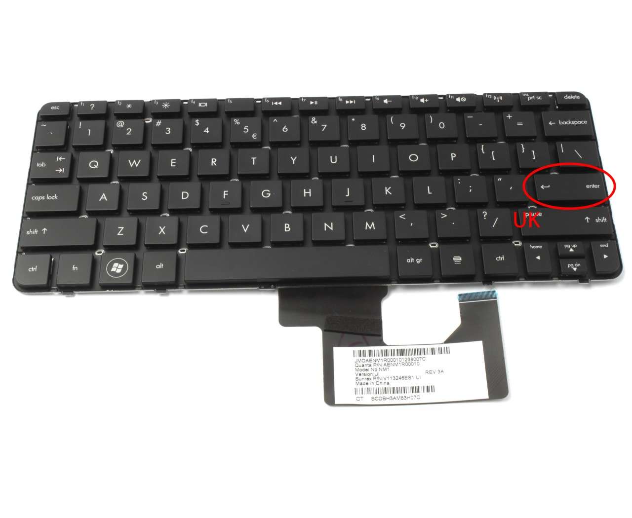 Tastatura neagra HP Mini 210 3030se layout US fara rama enter mic