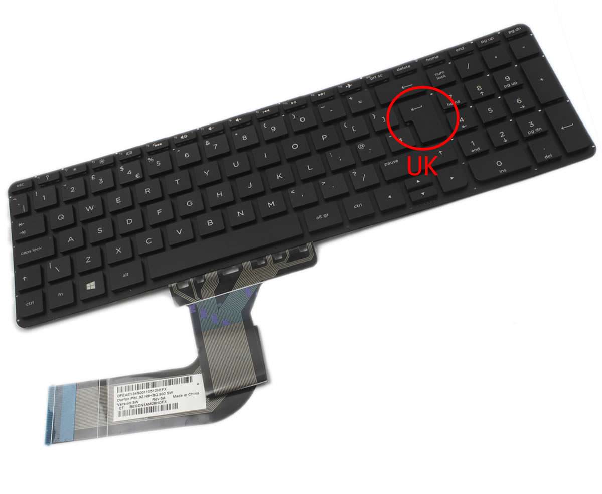 Tastatura HP Pavilion 17 f000 layout UK fara rama enter mare