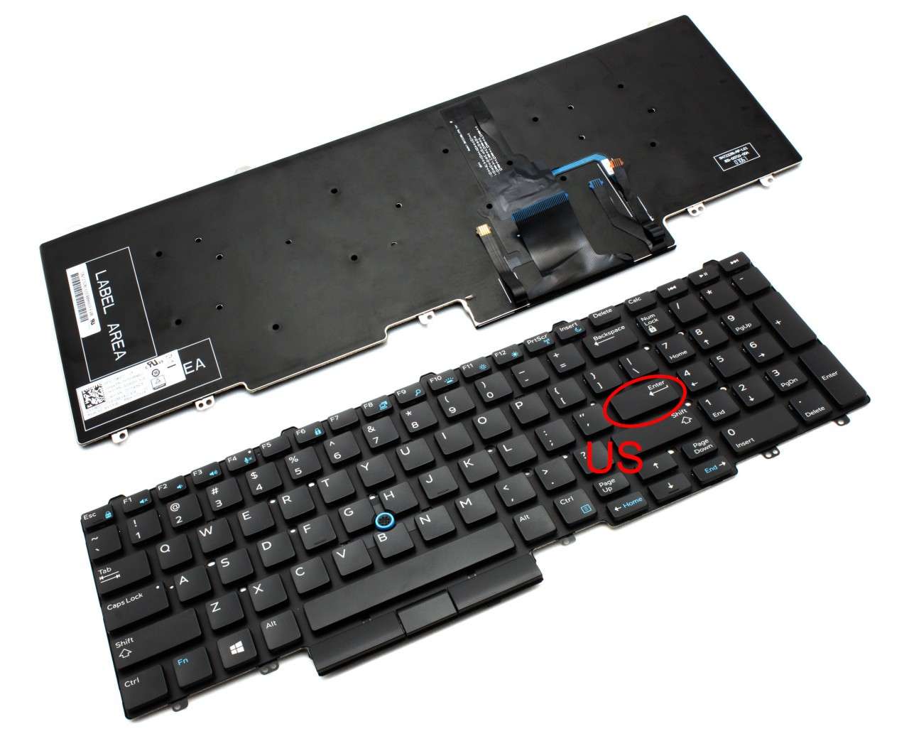 Tastatura Dell Precision 15 3510 iluminata layout US fara rama enter mic