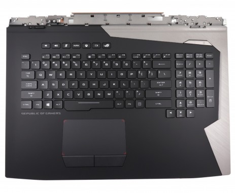 Tastatura Asus ROG G703 Neagra cu Palmrest Negru iluminata backlit. Keyboard Asus ROG G703 Neagra cu Palmrest Negru. Tastaturi laptop Asus ROG G703 Neagra cu Palmrest Negru. Tastatura notebook Asus ROG G703 Neagra cu Palmrest Negru