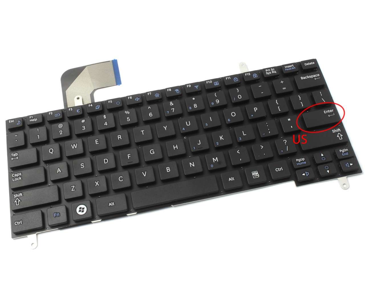 Tastatura neagra Samsung N220 layout US fara rama enter mic