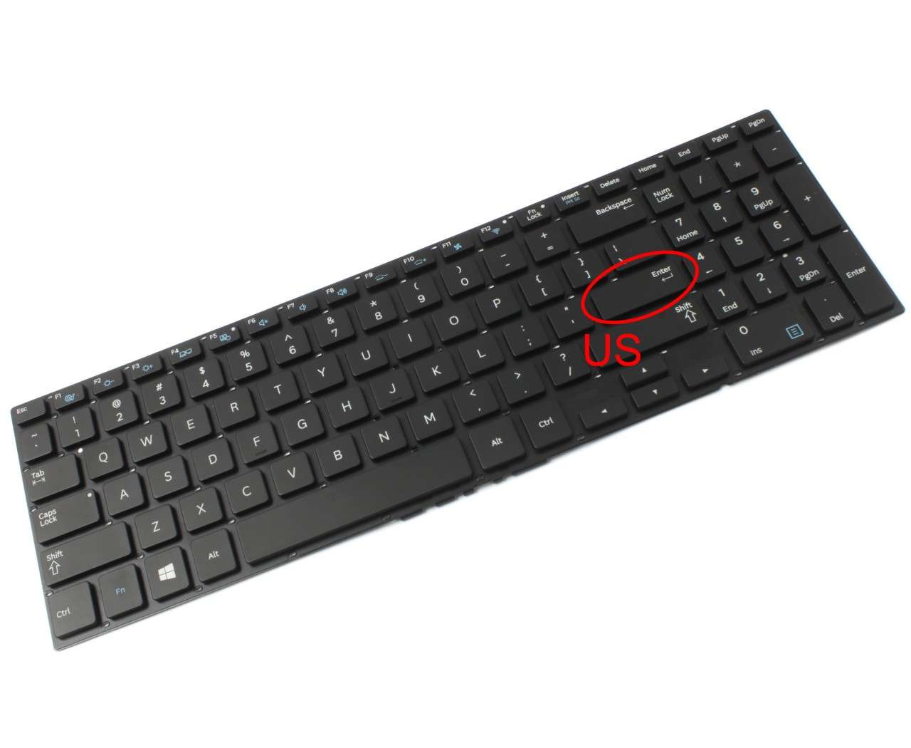 Tastatura neagra Samsung NP880Z5E iluminata layout US fara rama enter mic