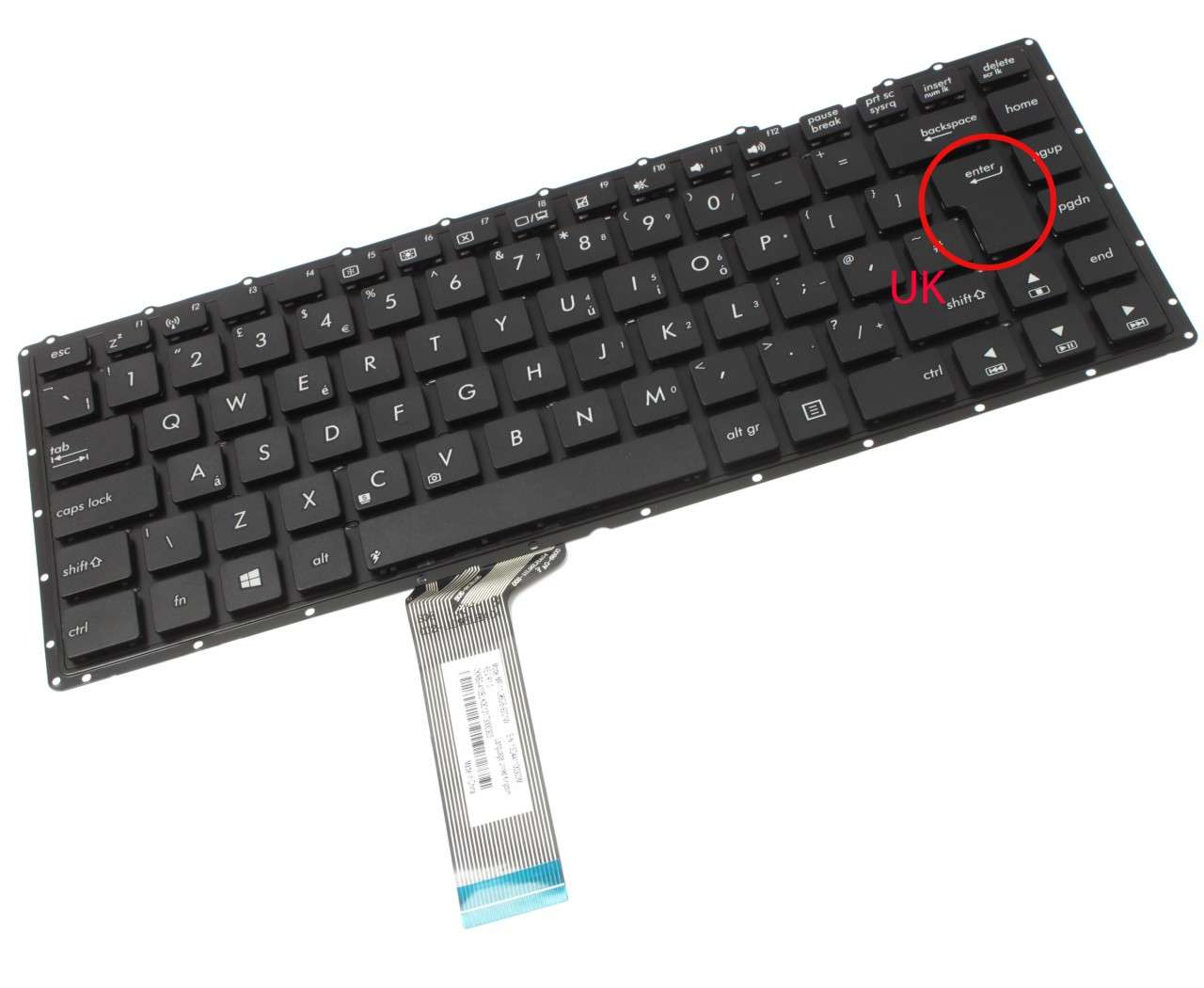 Tastatura Asus X451MA layout UK fara rama enter mare