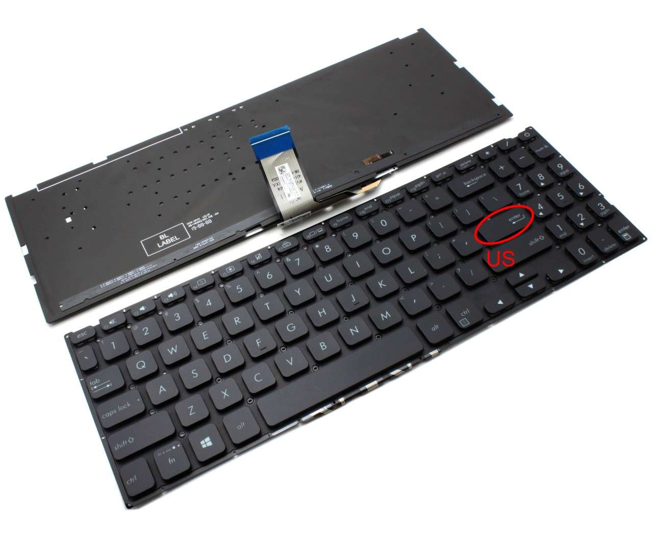 Tastatura Asus VivoBook X512DA iluminata layout US fara rama enter mic