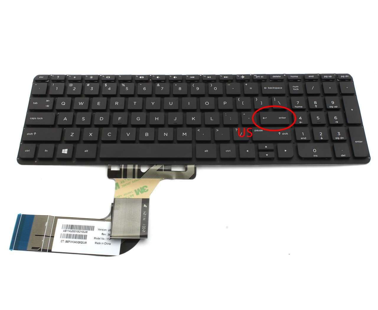 Tastatura HP Envy 15 k100 layout US fara rama enter mic