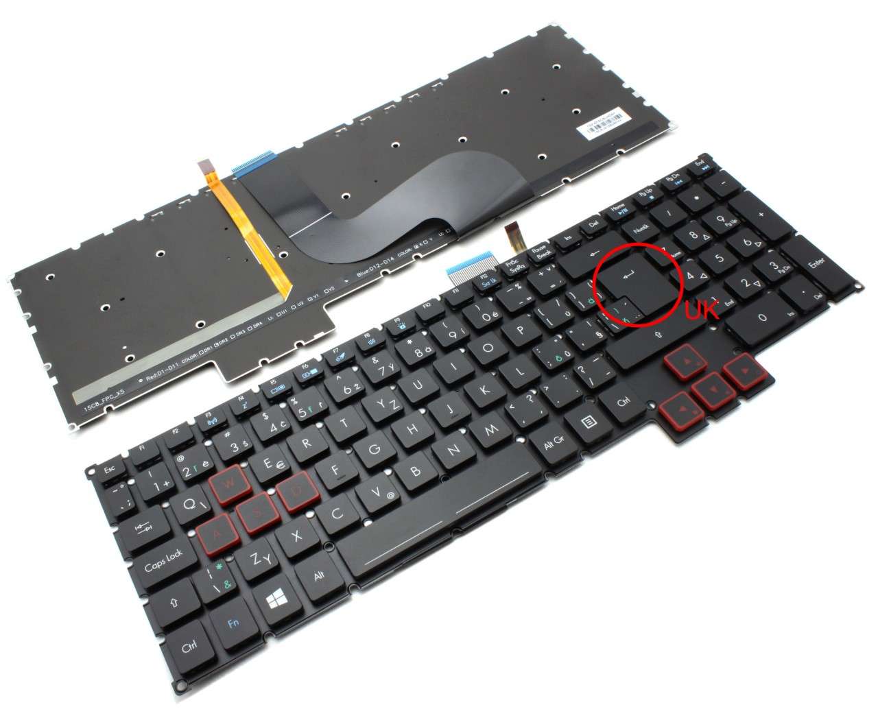 Tastatura Acer Predator G9-791G iluminata layout UK fara rama enter mare