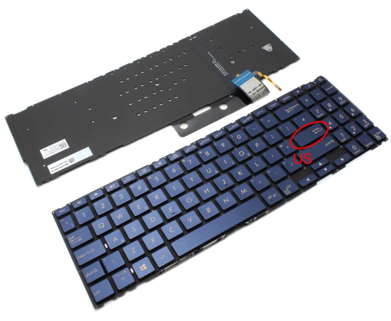 Tastatura Albastra Asus UKNB0-563AUK00 iluminata layout US fara rama enter mic