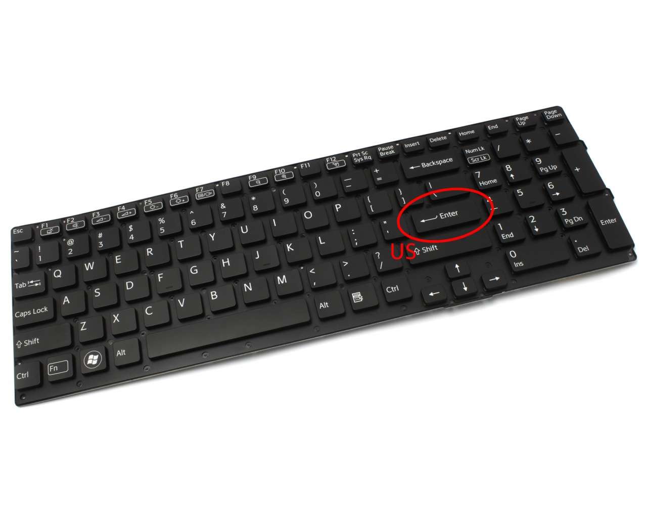 Tastatura neagra Sony Vaio VPCSE2V9E layout US fara rama enter mic
