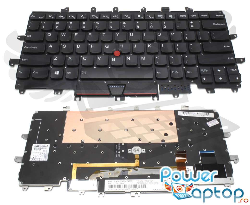 Tastatura Lenovo Thinkpad X1 Carbon Gen 4 2016 iluminata layout US fara rama enter mic