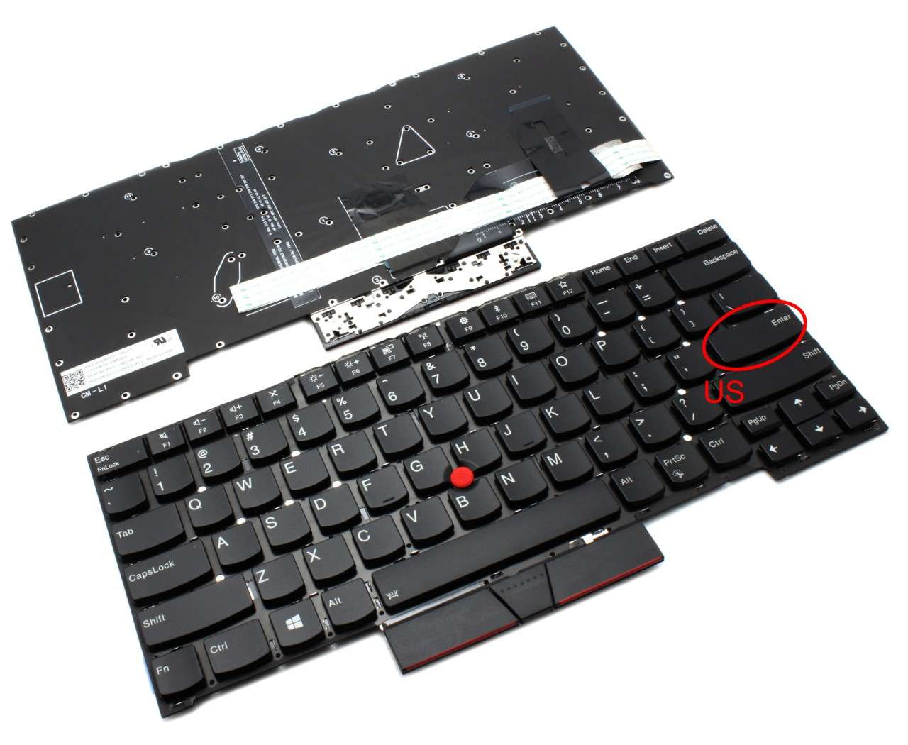 Tastatura Lenovo PK131BR1A09 iluminata layout US fara rama enter mic