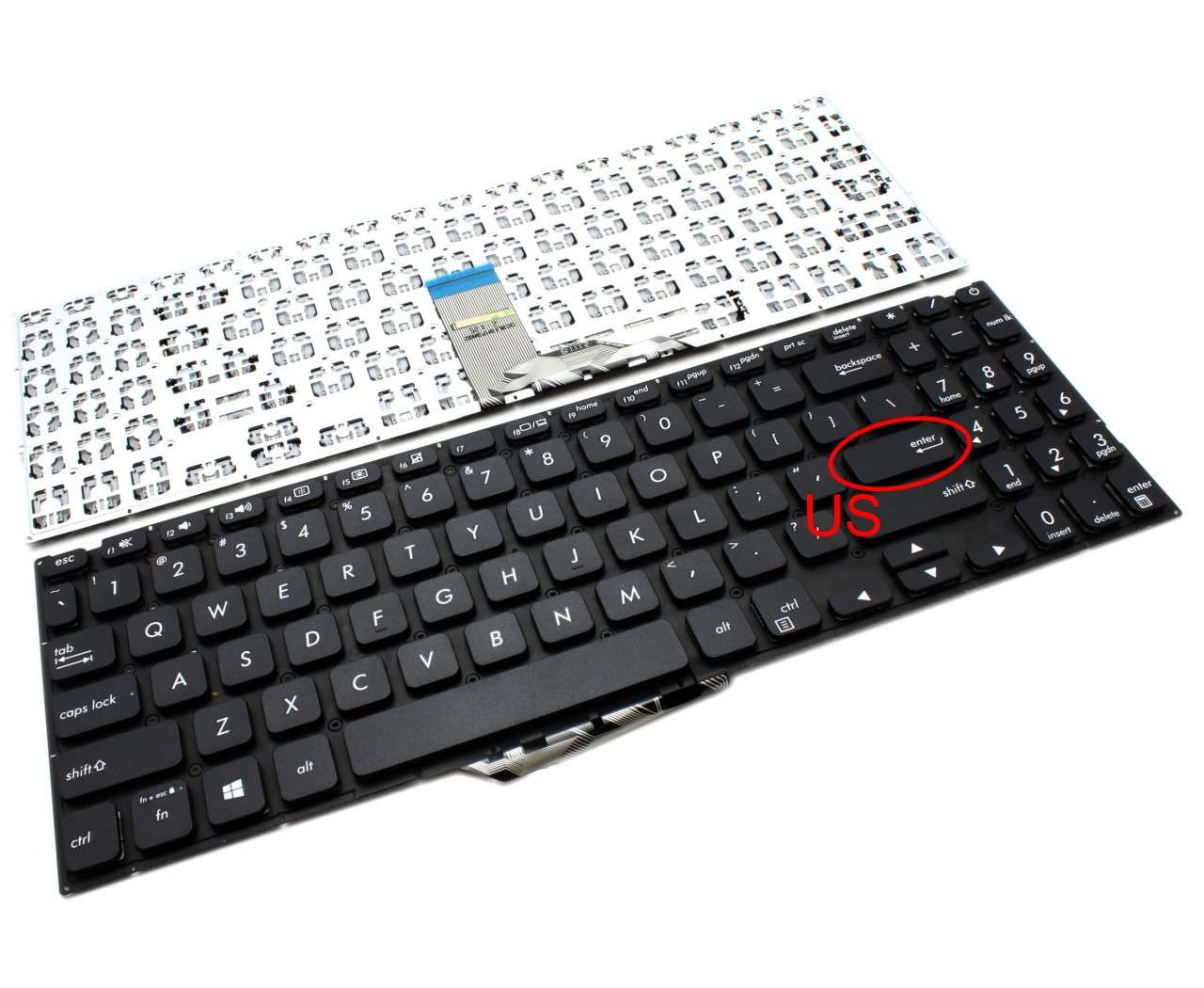 Tastatura Neagra Asus VivoBook 512UB layout US fara rama enter mic