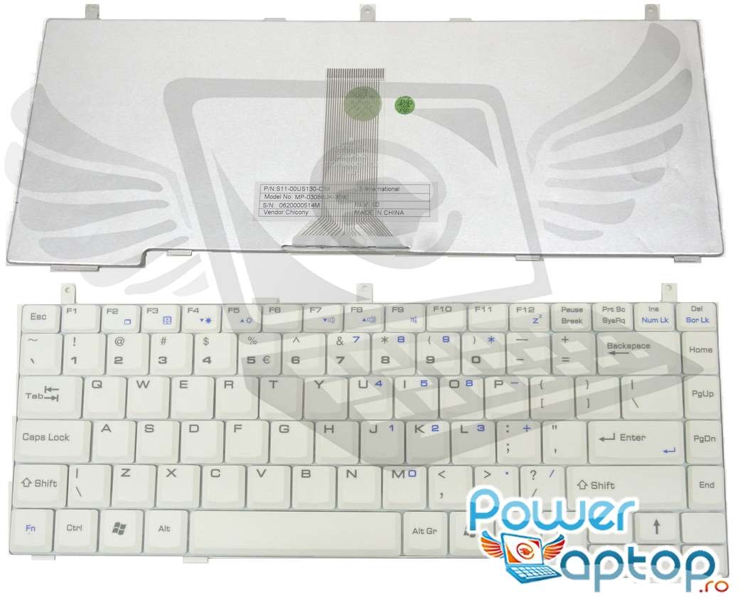 Tastatura MSI MegaBook VR330X alba