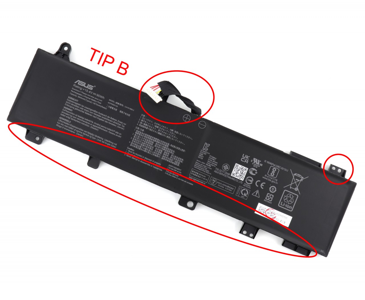 Baterie Asus GX551QM Oem 90Wh Tip B Cablu Lung