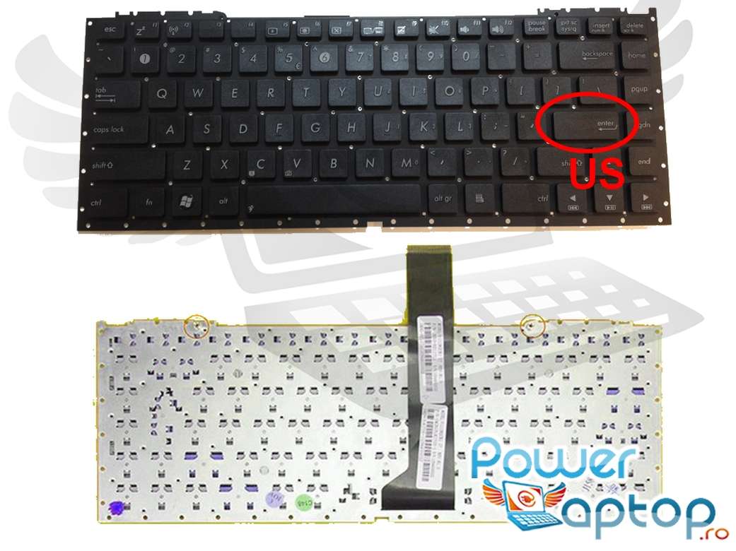 Tastatura Asus NX90JQ layout US fara rama enter mic