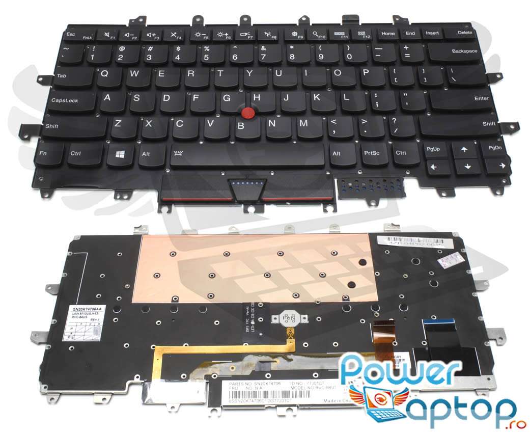 Tastatura Lenovo SN20L12680AA iluminata layout US fara rama enter mic