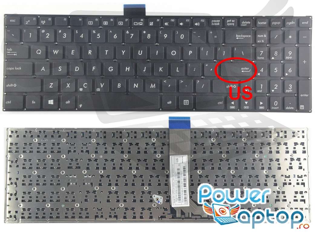 Tastatura Asus X502CB layout US fara rama enter mic