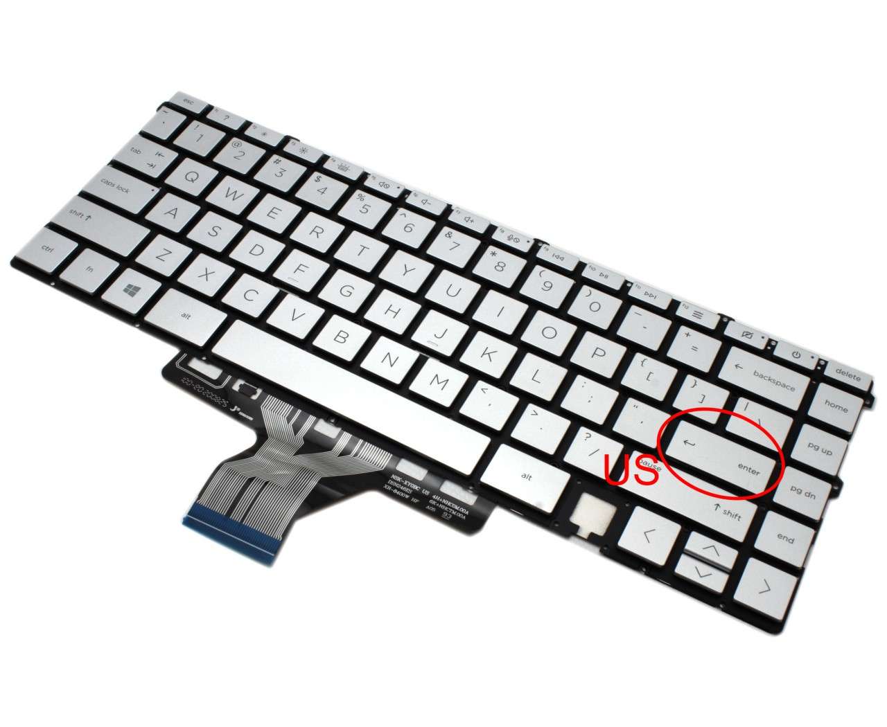 Tastatura Argintie HP SG-A2600-XU iluminata layout US fara rama enter mic
