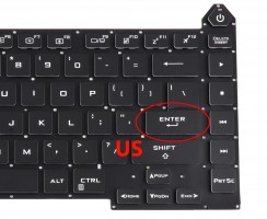 Tastatura Neagra Asus ROG Strix G15 G513QR iluminata RGB layout US fara rama enter mic