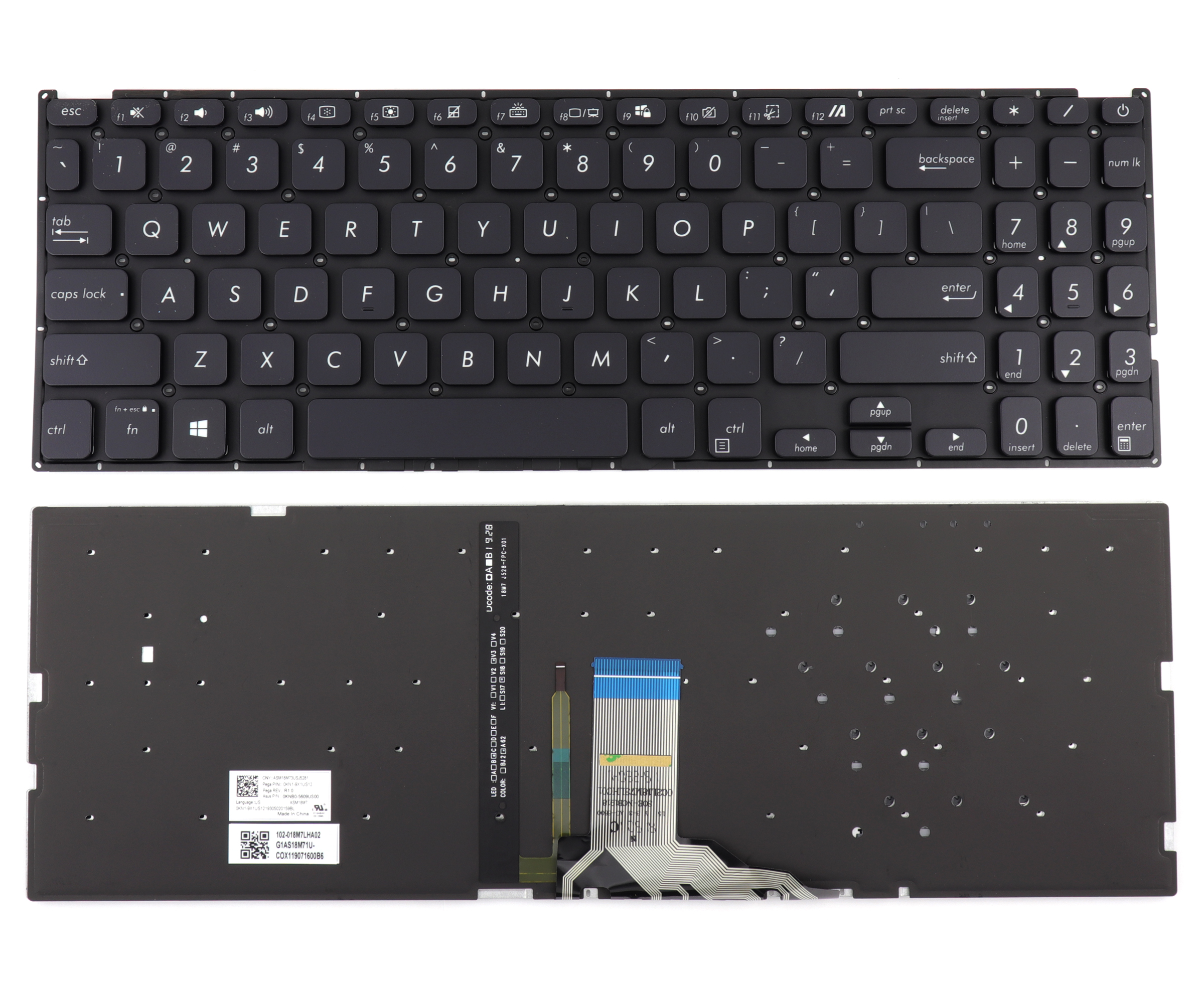 Tastatura Asus VivoBook X545F iluminata layout US fara rama enter mic