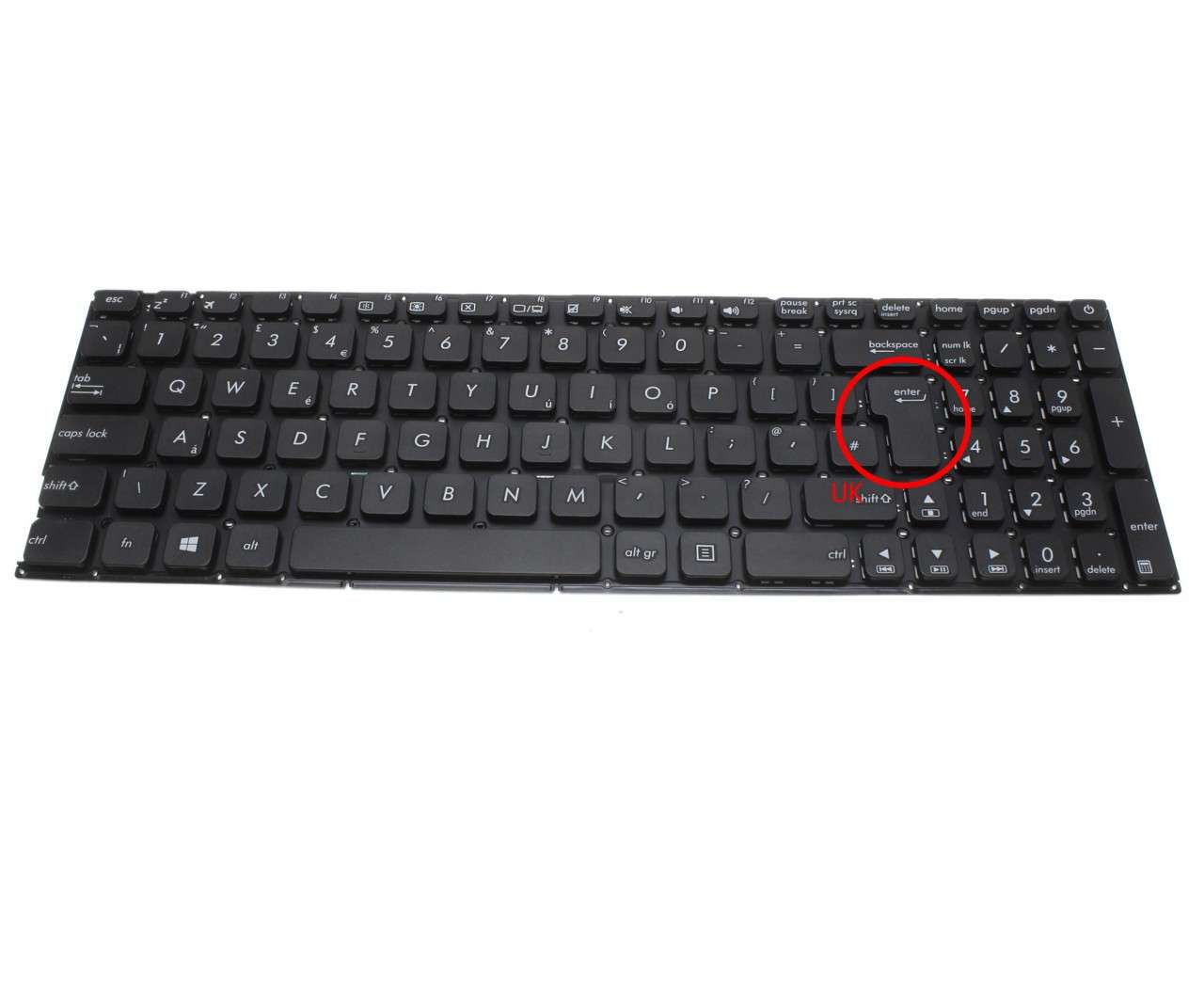 Tastatura Asus R541U layout UK fara rama enter mare