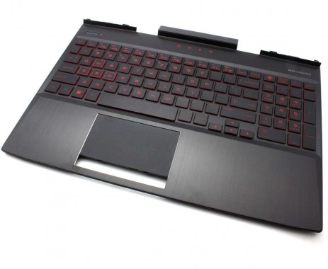 Tastatura HP Omen 15-DC Neagra cu Palmrest Negru si TouchPad iluminata backlit. Keyboard HP Omen 15-DC Neagra cu Palmrest Negru si TouchPad. Tastaturi laptop HP Omen 15-DC Neagra cu Palmrest Negru si TouchPad. Tastatura notebook HP Omen 15-DC Neagra cu Palmrest Negru si TouchPad