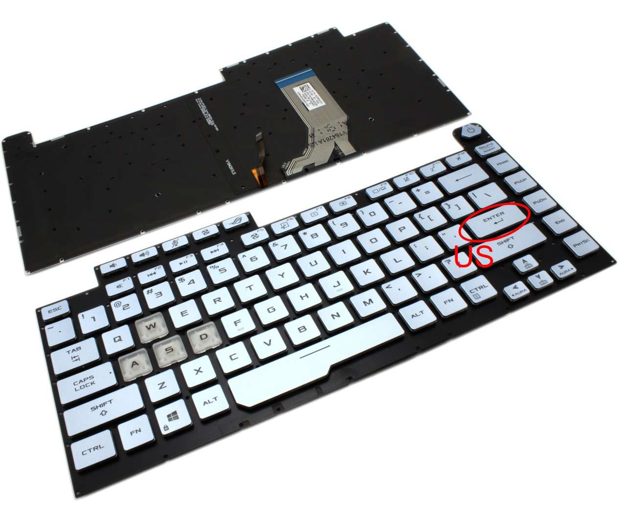 Tastatura Albastra Asus 0KNR0-461RUS00 iluminata layout US fara rama enter mic