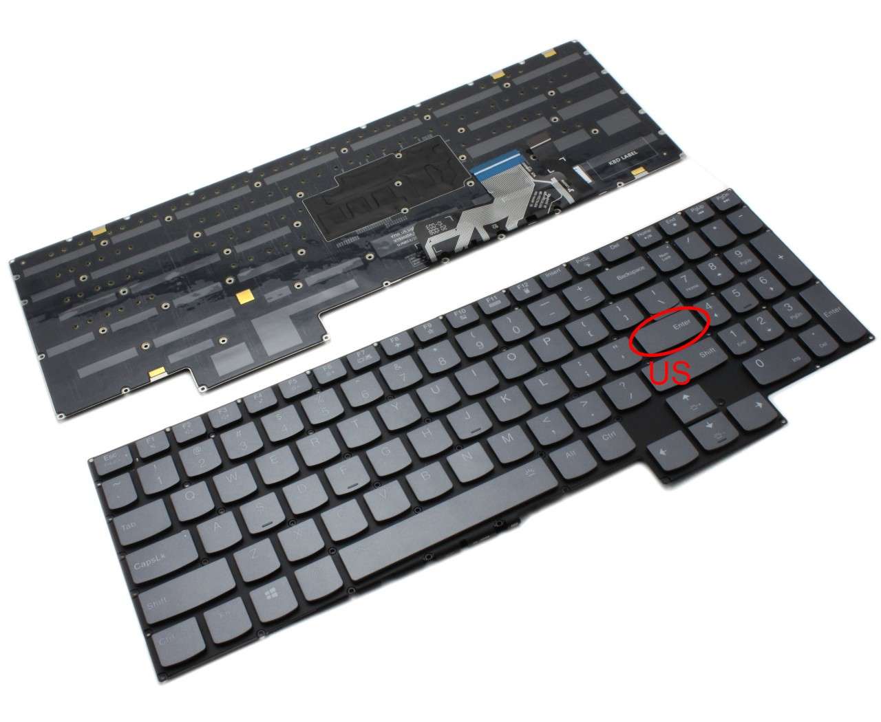 Tastatura Gri Lenovo Legion Y750-15IMH iluminata layout US fara rama enter mic