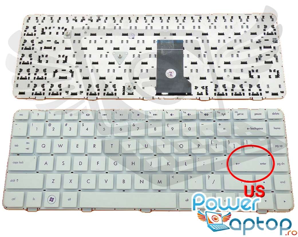 Tastatura HP Pavilion dv5 2040 alba layout US fara rama enter mic