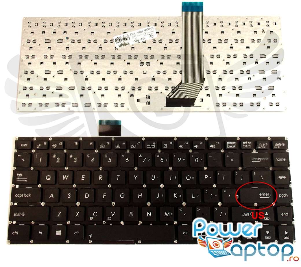 Tastatura Asus X402CA layout US fara rama enter mic