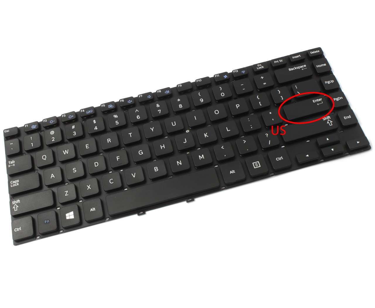 Tastatura neagra Samsung NP355V4X layout US fara rama enter mic