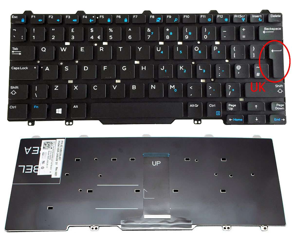 Tastatura Dell Latitude 3340 layout UK fara rama enter mare SINGLE POINT