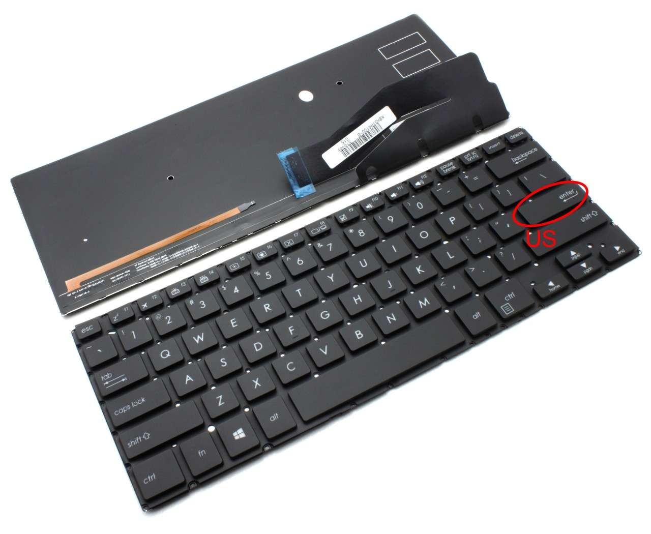 Tastatura Asus VivoBook Flip 14 TP410UR iluminata layout US fara rama enter mic