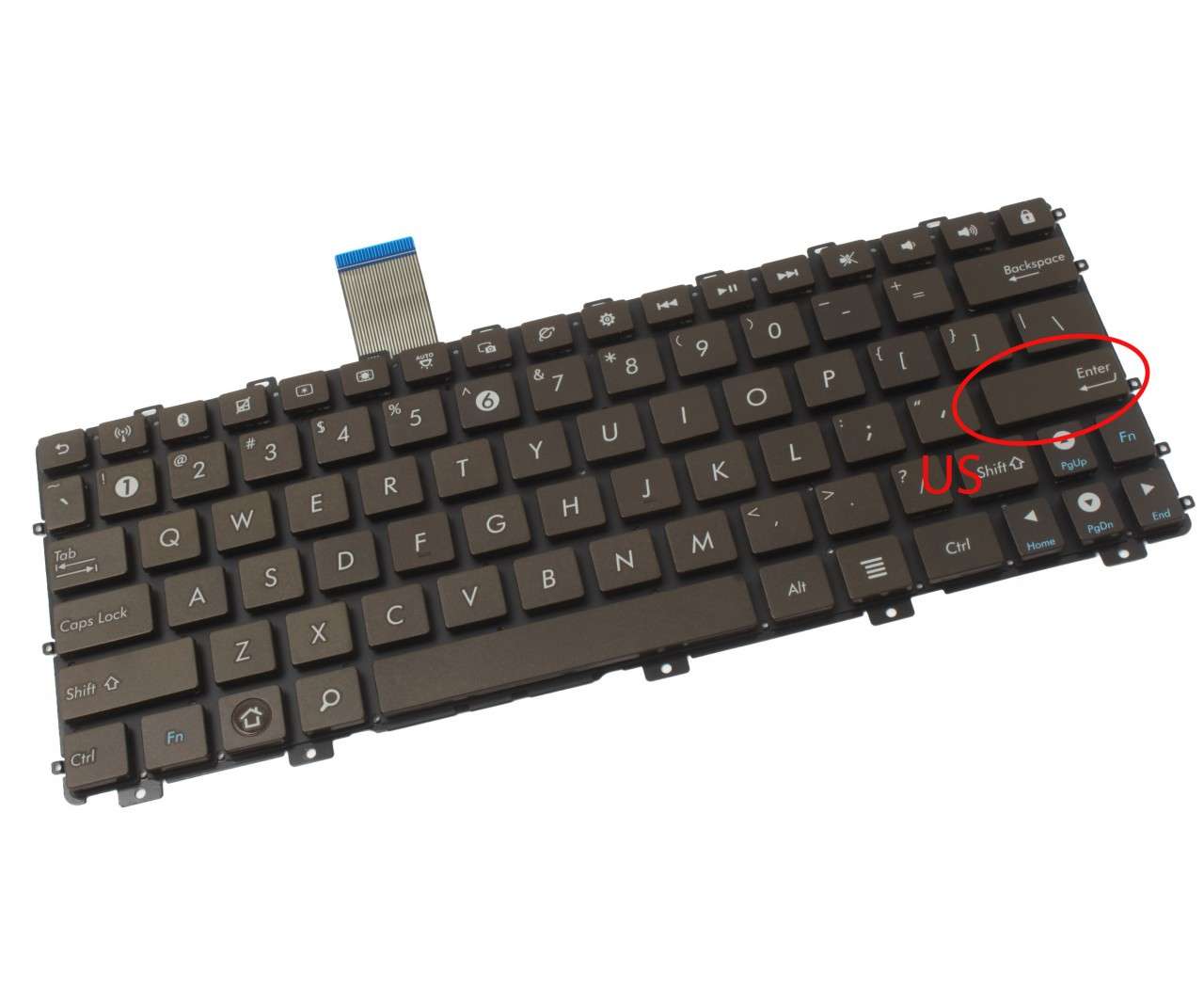 Tastatura maro Asus Eee PC X101CH layout US fara rama enter mic